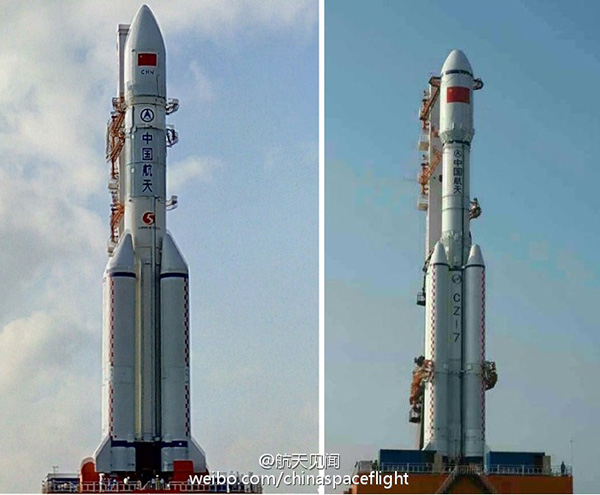 China's Long March 5 (l) and Long March 7 (r) next generation launch vehicles